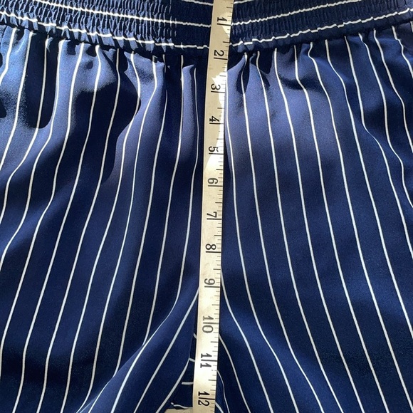 J Crew Tulip Ankle Navy White Stripe Contrast Seam Cropped Pants Elastic Waist - Picture 10 of 13